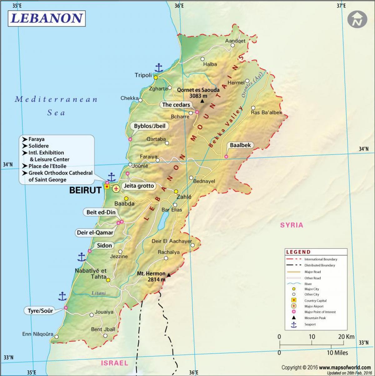 peta Lebanon eropah 