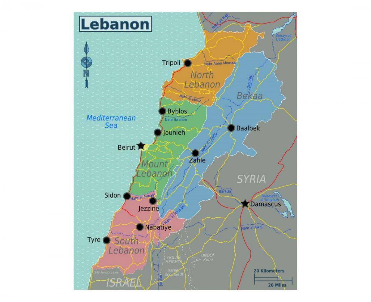 peta Lebanon pelancong