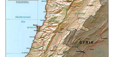 Peta topografi Lebanon